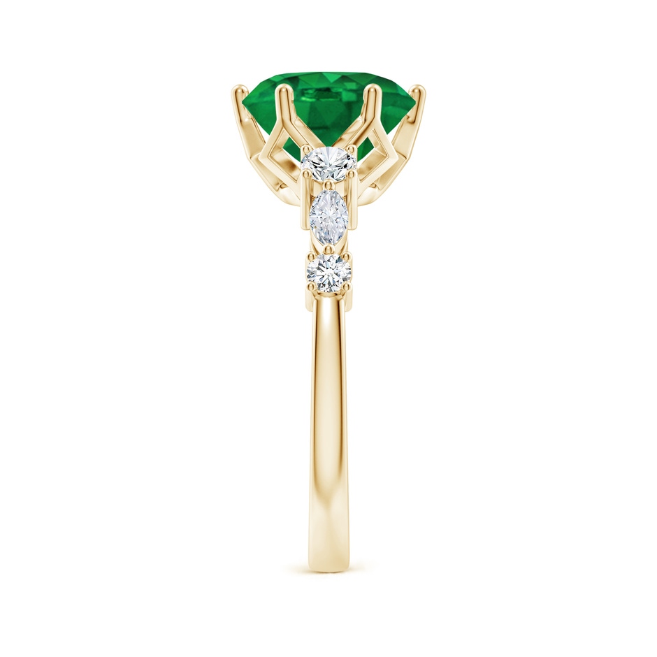9mm AAA Classic Round Emerald Side Stone Engagement Ring in Yellow Gold side 299