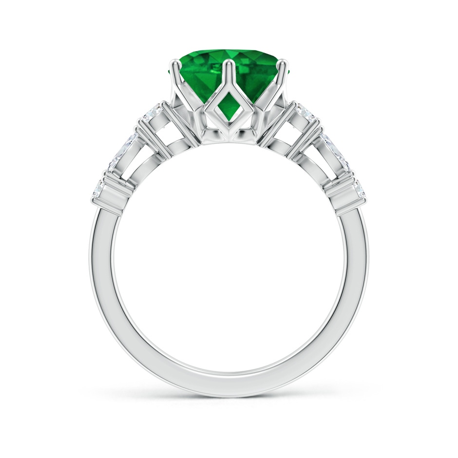 9mm AAAA Classic Round Emerald Side Stone Engagement Ring in P950 Platinum side 199