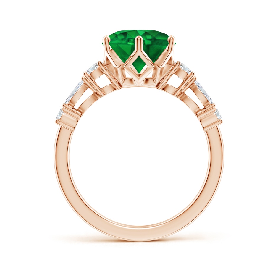 9mm AAAA Classic Round Emerald Side Stone Engagement Ring in Rose Gold side 199