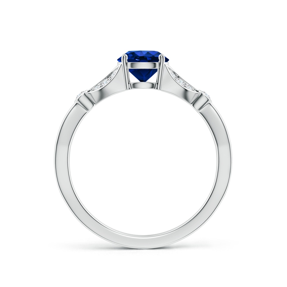 6mm Lab-Grown Nature-Inspired Round Blue Sapphire Engagement Ring with Leaf Motifs in 18K White Gold side 199