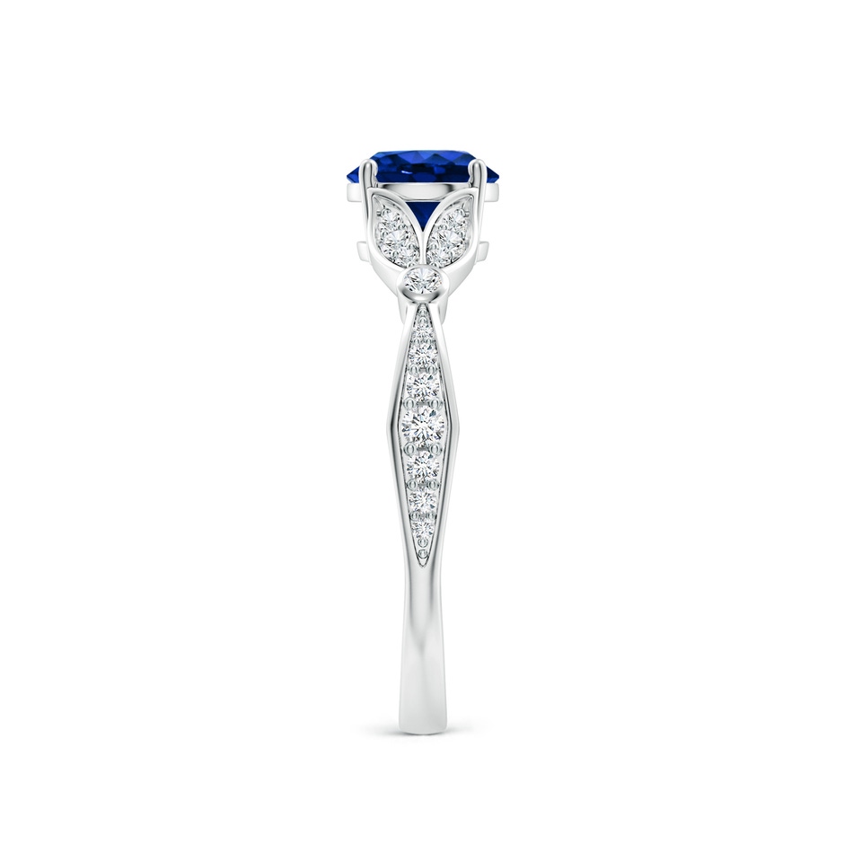 6mm Lab-Grown Nature-Inspired Round Blue Sapphire Engagement Ring with Leaf Motifs in 18K White Gold side 299