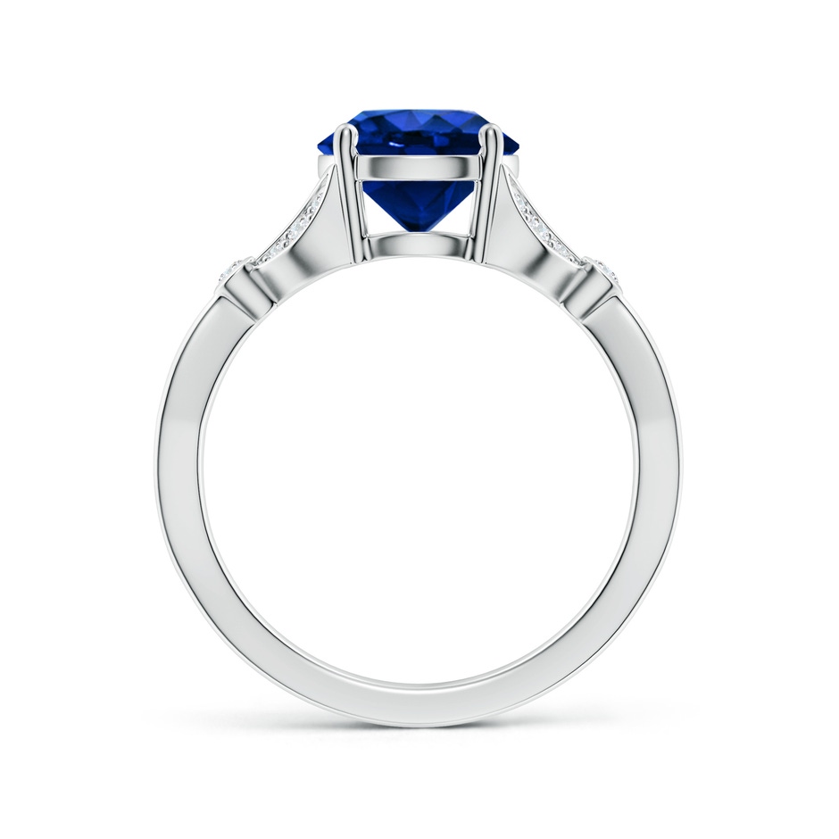 8mm Lab-Grown Nature-Inspired Round Blue Sapphire Engagement Ring with Leaf Motifs in White Gold side 199