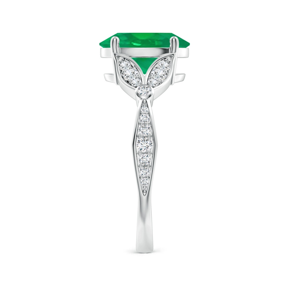 10x8mm AA Nature-Inspired Oval Emerald Engagement Ring with Leaf Motifs in P950 Platinum side 299