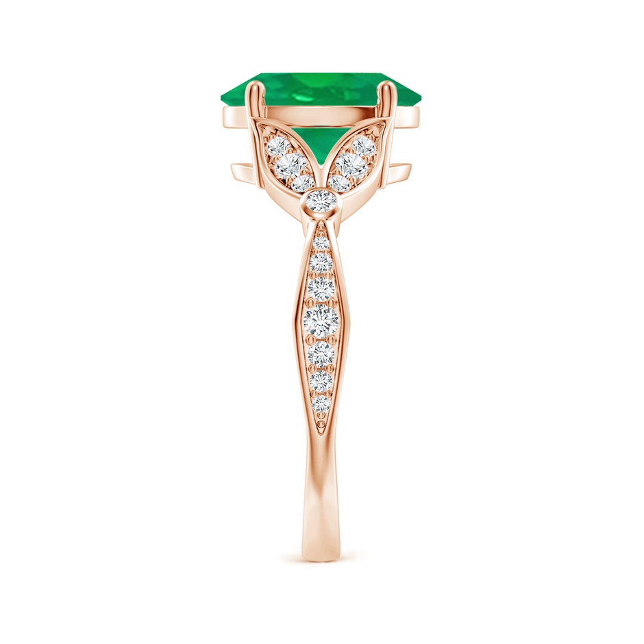 10x8mm AA Nature-Inspired Oval Emerald Engagement Ring with Leaf Motifs in Rose Gold side 299