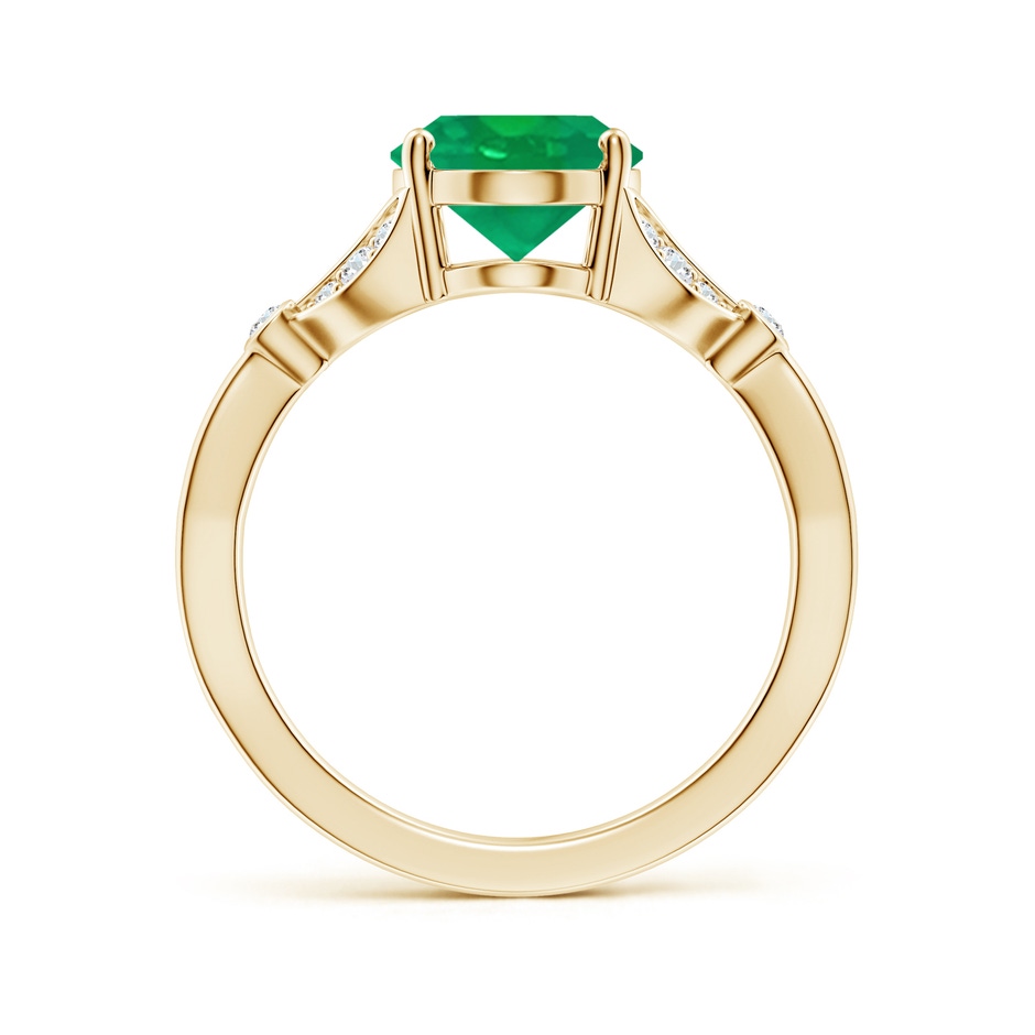 10x8mm AA Nature-Inspired Oval Emerald Engagement Ring with Leaf Motifs in Yellow Gold side 199