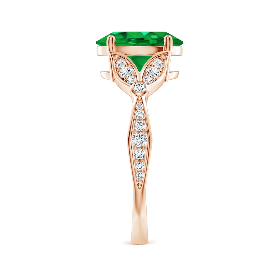 10x8mm AAA Nature-Inspired Oval Emerald Engagement Ring with Leaf Motifs in 18K Rose Gold side 299