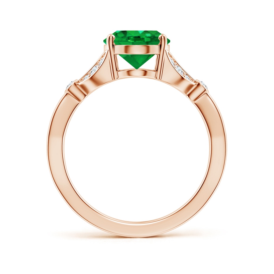 10x8mm AAA Nature-Inspired Oval Emerald Engagement Ring with Leaf Motifs in Rose Gold side 199