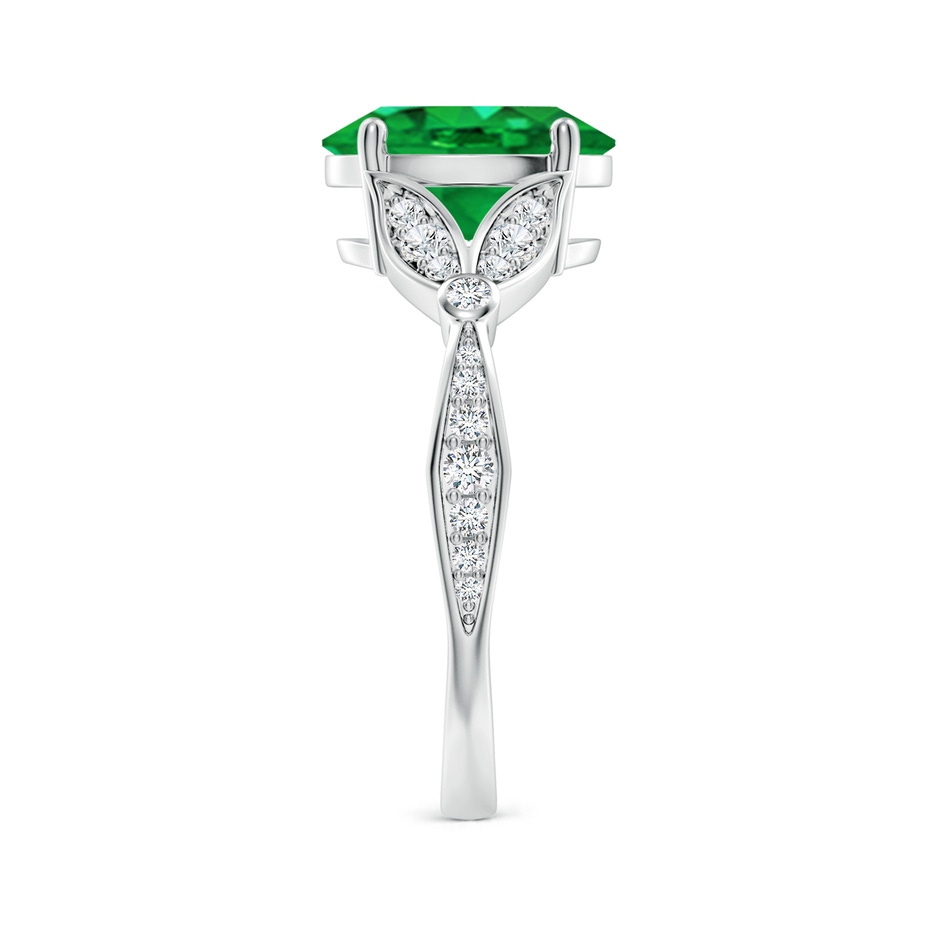 10x8mm AAA Nature-Inspired Oval Emerald Engagement Ring with Leaf Motifs in White Gold side 299