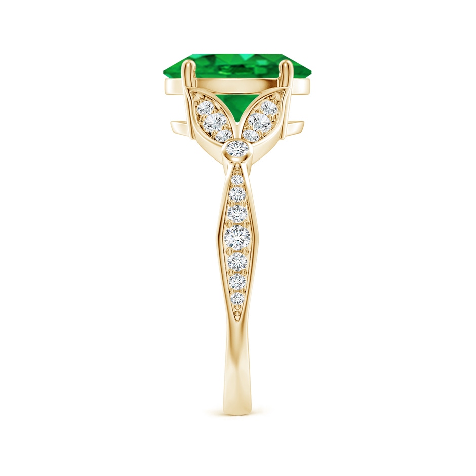 10x8mm AAA Nature-Inspired Oval Emerald Engagement Ring with Leaf Motifs in Yellow Gold side 299