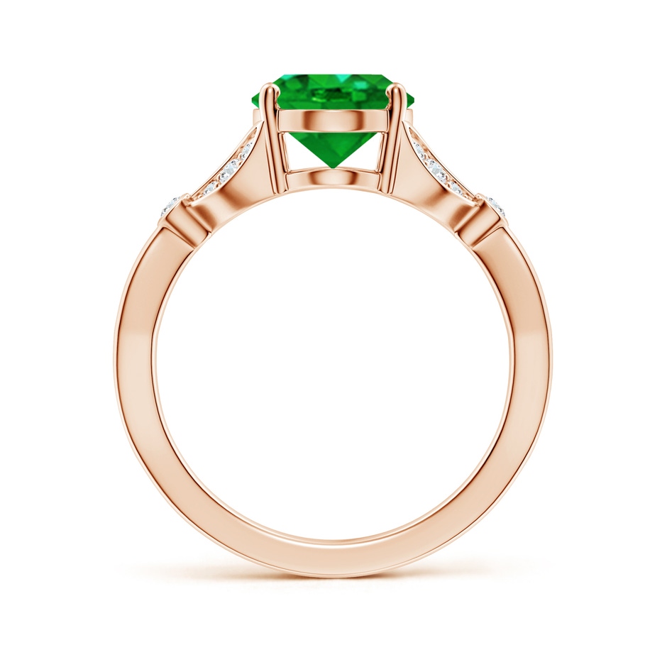 10x8mm AAAA Nature-Inspired Oval Emerald Engagement Ring with Leaf Motifs in 18K Rose Gold side 199