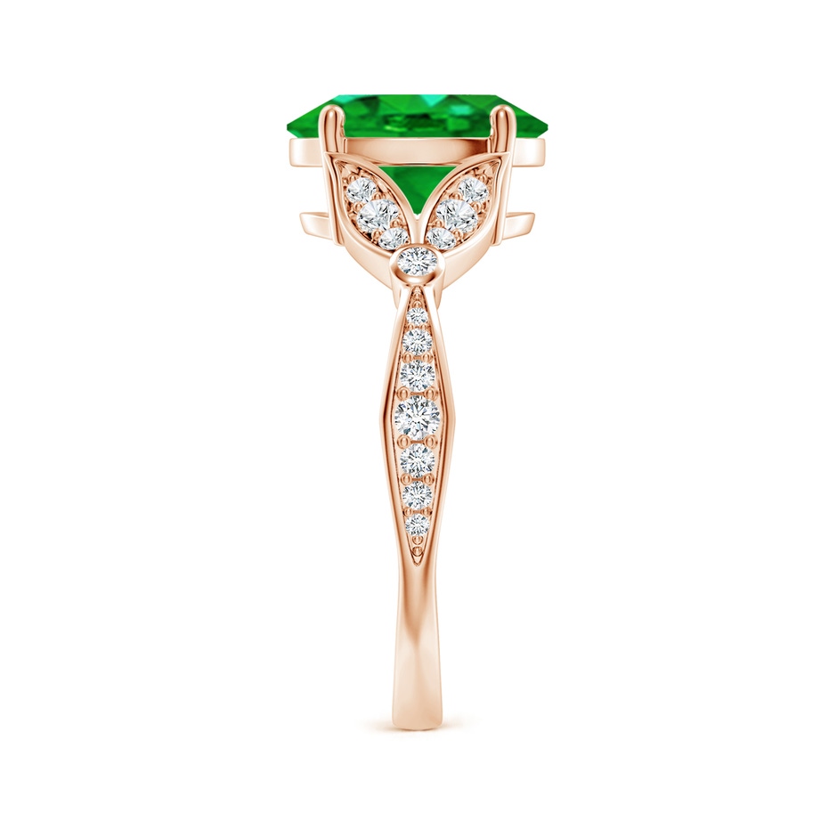 10x8mm AAAA Nature-Inspired Oval Emerald Engagement Ring with Leaf Motifs in 18K Rose Gold side 299
