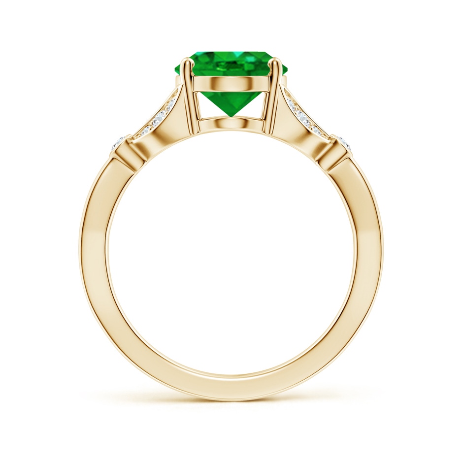 10x8mm AAAA Nature-Inspired Oval Emerald Engagement Ring with Leaf Motifs in Yellow Gold side 199