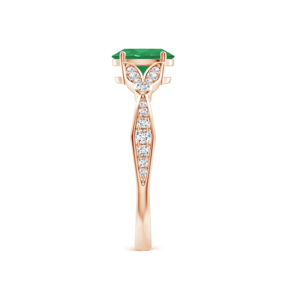 7x5mm A Nature-Inspired Oval Emerald Engagement Ring with Leaf Motifs in Rose Gold side 299