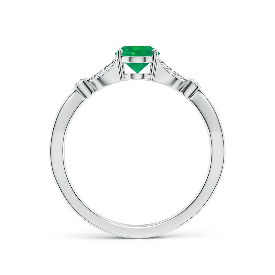 7x5mm AA Nature-Inspired Oval Emerald Engagement Ring with Leaf Motifs in White Gold side 199