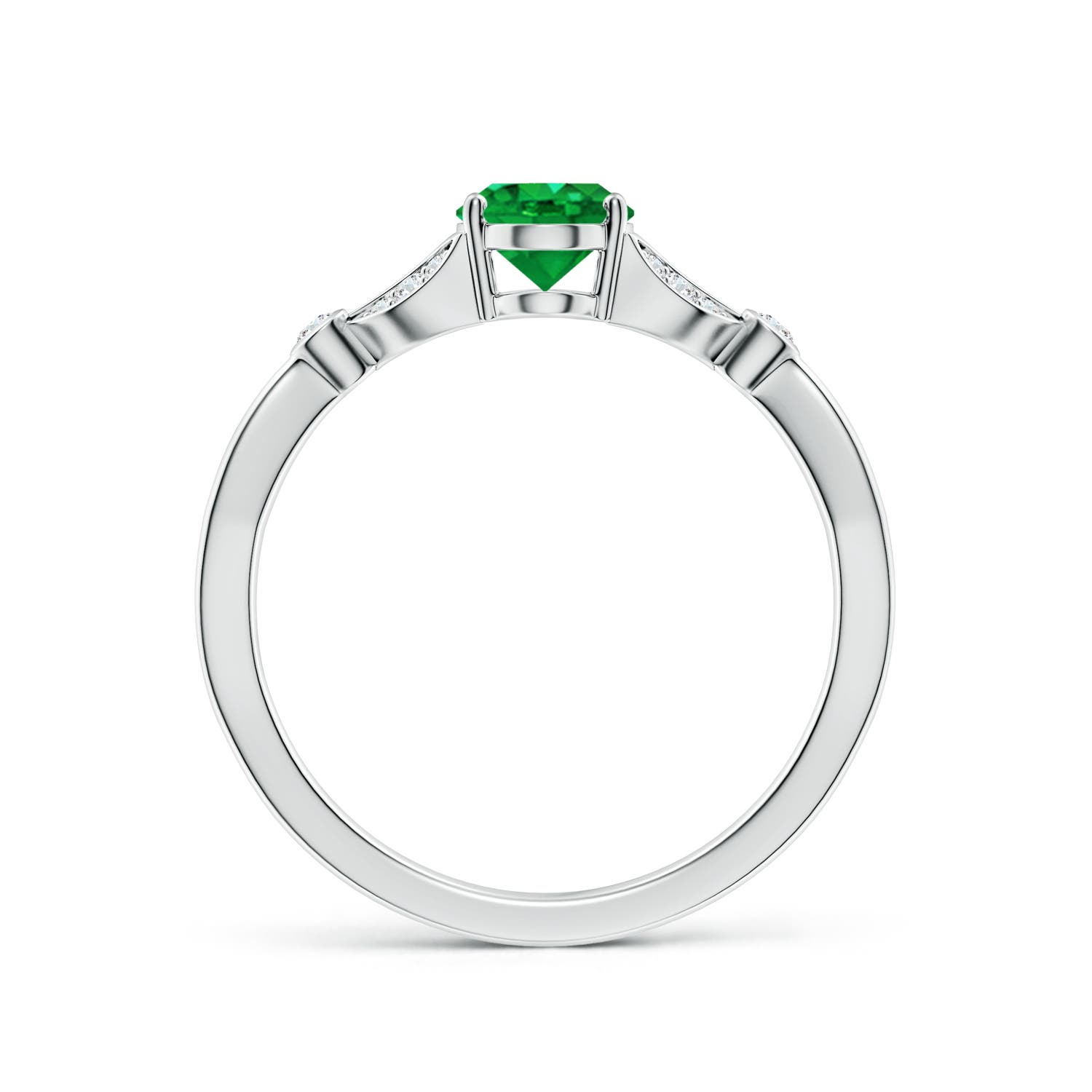7x5mm AAA Nature-Inspired Oval Emerald Engagement Ring with Leaf Motifs in P950 Platinum