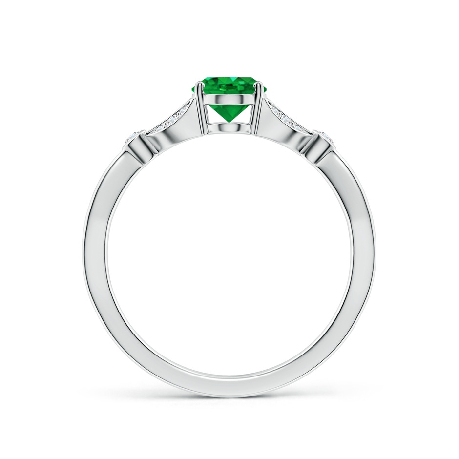 7x5mm AAA Nature-Inspired Oval Emerald Engagement Ring with Leaf Motifs in P950 Platinum side 199