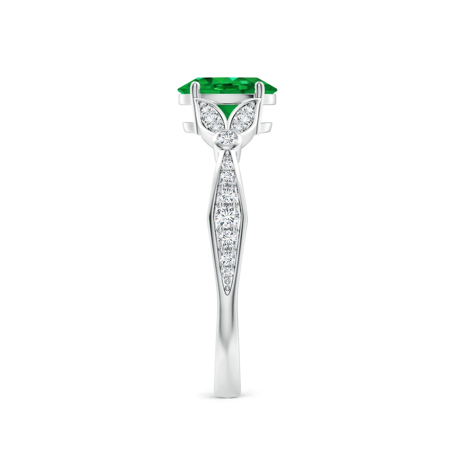 7x5mm AAA Nature-Inspired Oval Emerald Engagement Ring with Leaf Motifs in P950 Platinum side 299