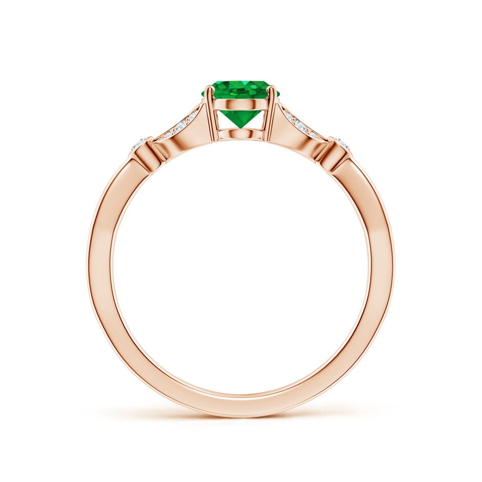 7x5mm AAA Nature-Inspired Oval Emerald Engagement Ring with Leaf Motifs in Rose Gold side 199