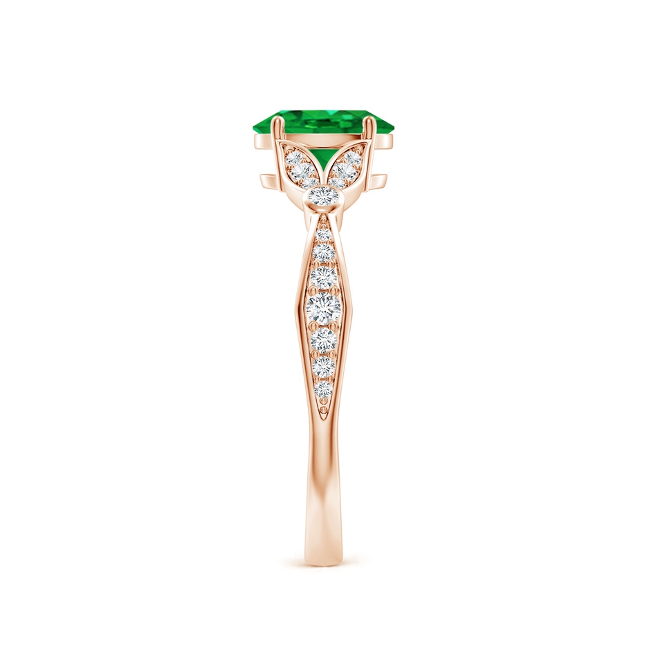 7x5mm AAA Nature-Inspired Oval Emerald Engagement Ring with Leaf Motifs in Rose Gold side 299