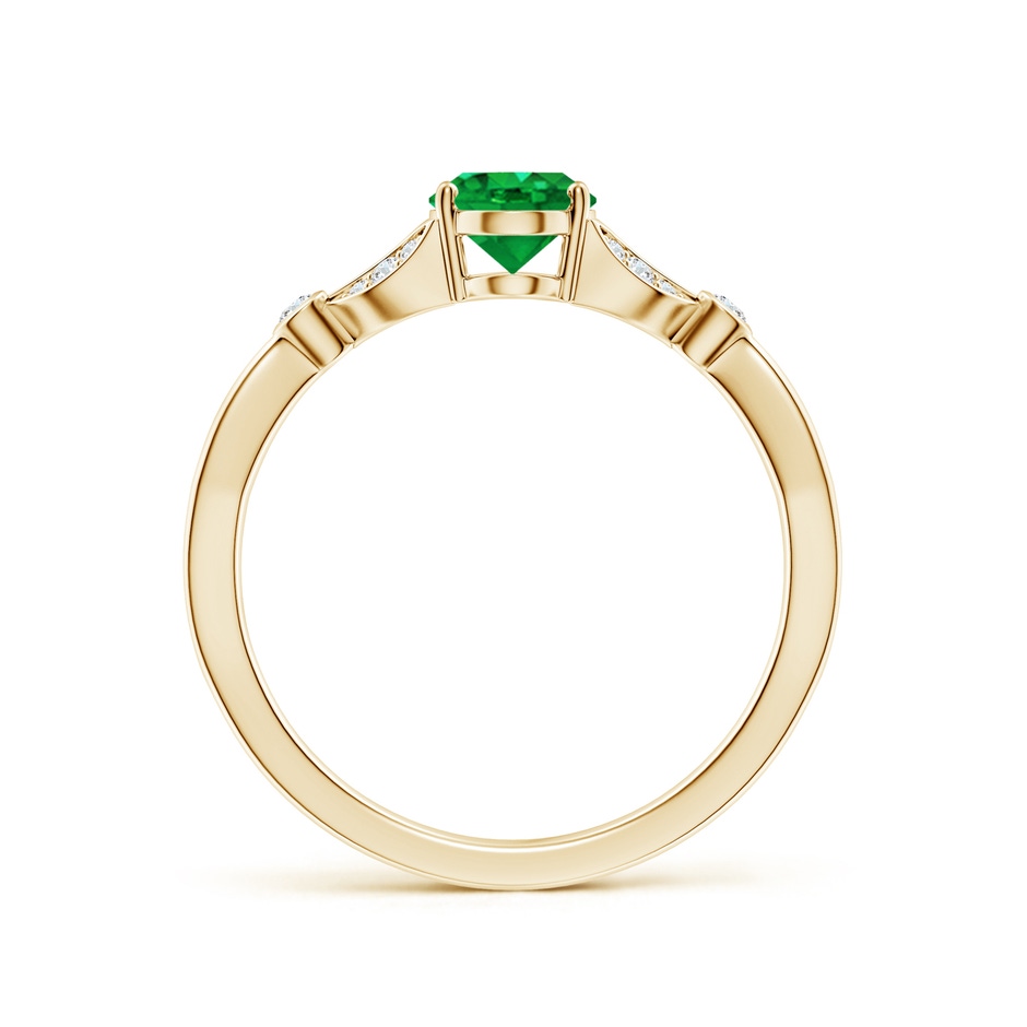 7x5mm AAA Nature-Inspired Oval Emerald Engagement Ring with Leaf Motifs in Yellow Gold side 199