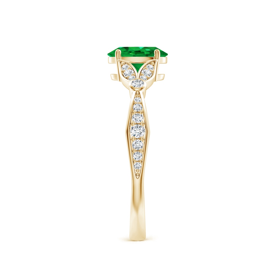 7x5mm AAA Nature-Inspired Oval Emerald Engagement Ring with Leaf Motifs in Yellow Gold side 299