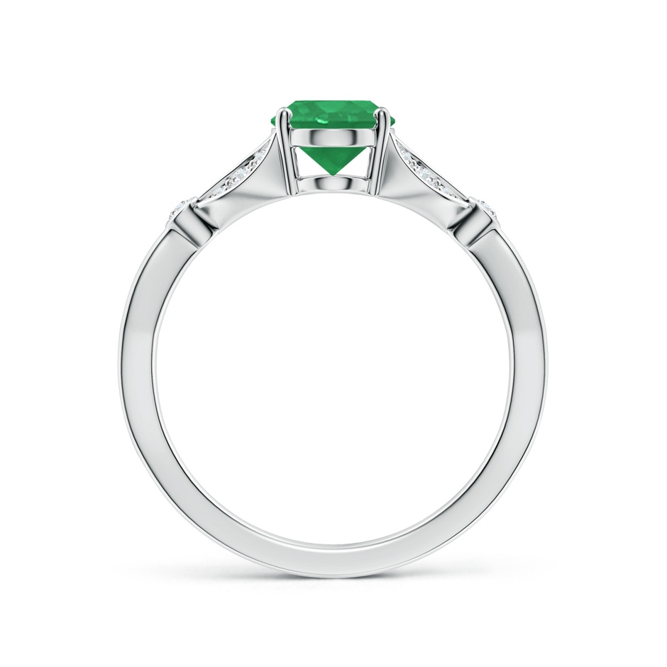 8x6mm A Nature-Inspired Oval Emerald Engagement Ring with Leaf Motifs in White Gold side 199