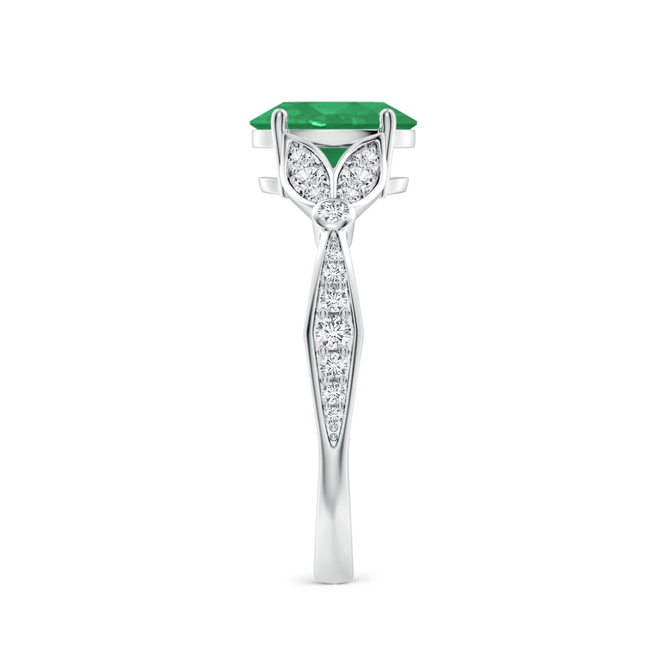 8x6mm A Nature-Inspired Oval Emerald Engagement Ring with Leaf Motifs in White Gold side 299