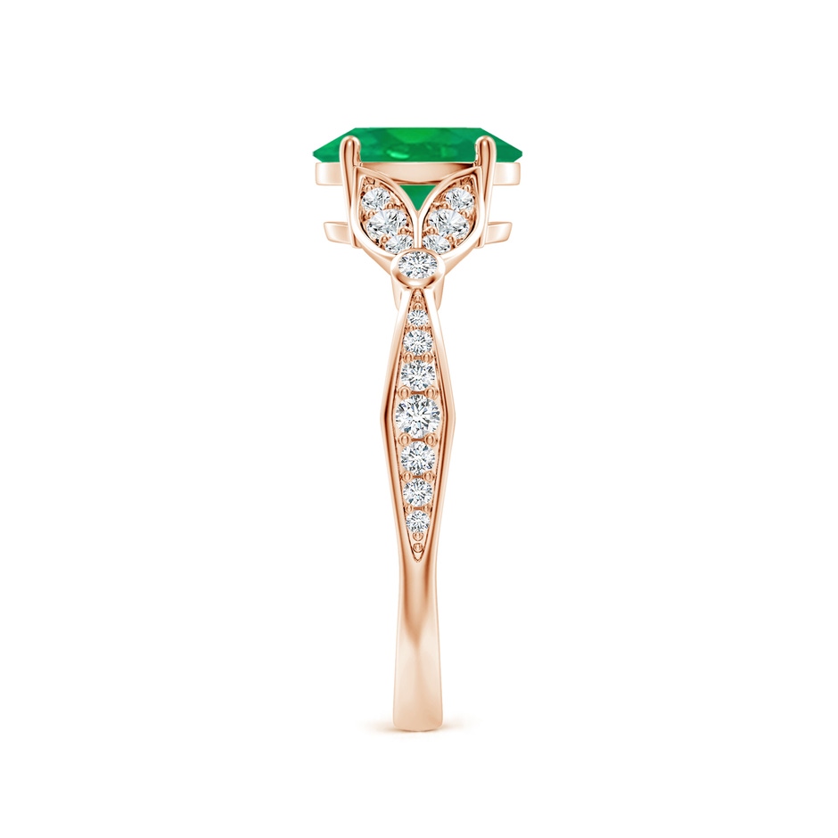 8x6mm AA Nature-Inspired Oval Emerald Engagement Ring with Leaf Motifs in Rose Gold side 299