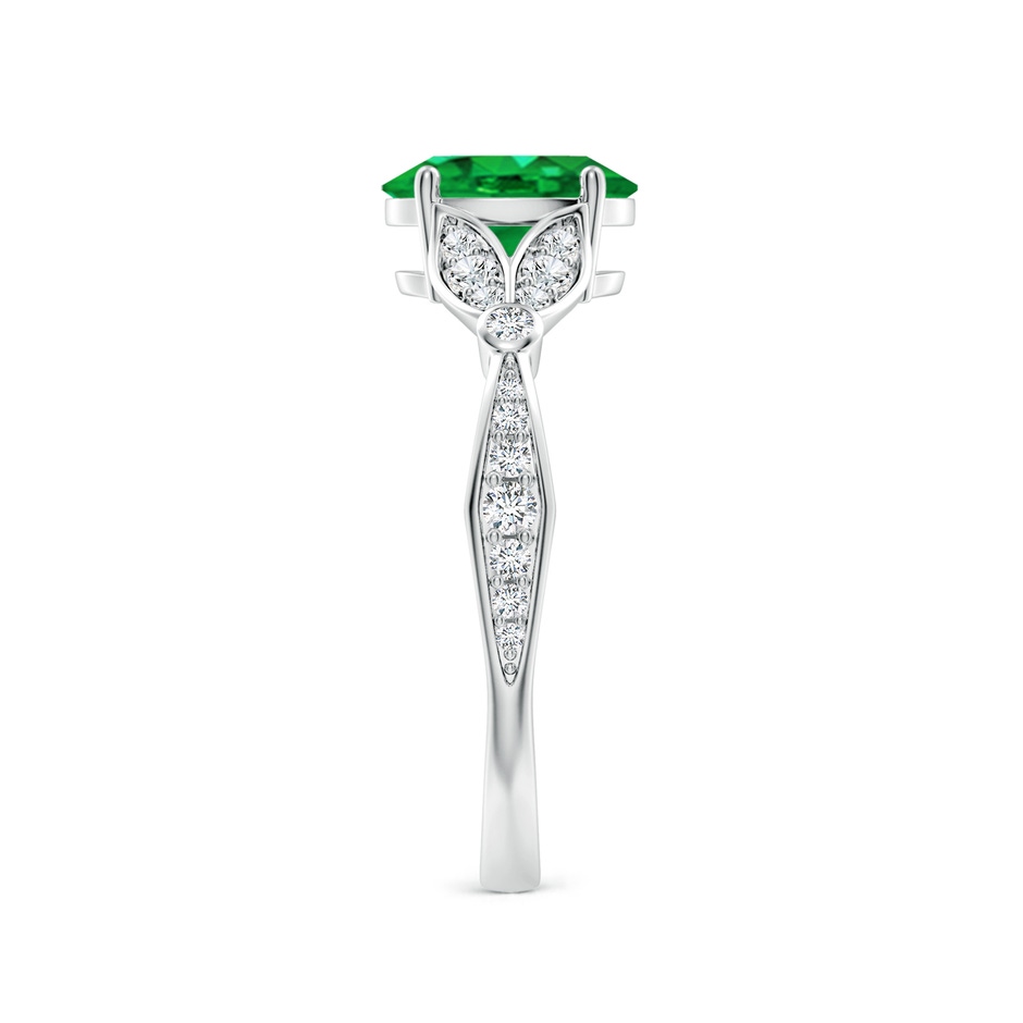 8x6mm AAA Nature-Inspired Oval Emerald Engagement Ring with Leaf Motifs in P950 Platinum side 299