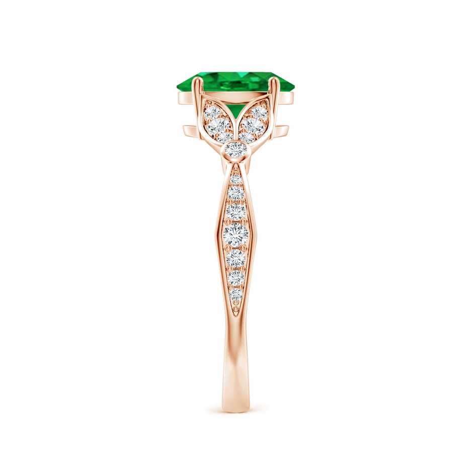 8x6mm AAA Nature-Inspired Oval Emerald Engagement Ring with Leaf Motifs in Rose Gold side 299