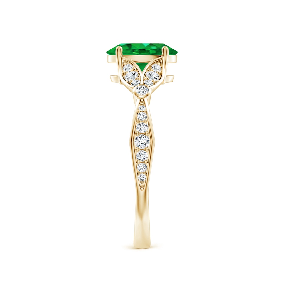 8x6mm AAA Nature-Inspired Oval Emerald Engagement Ring with Leaf Motifs in Yellow Gold side 299