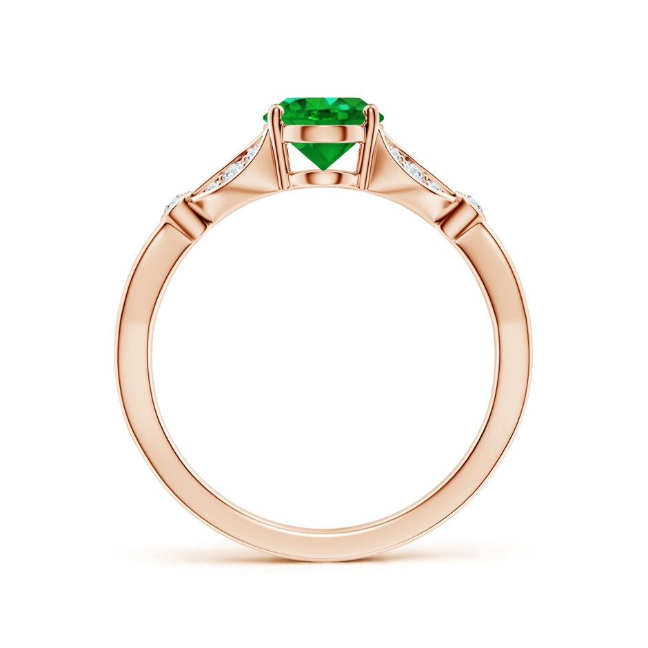 8x6mm AAAA Nature-Inspired Oval Emerald Engagement Ring with Leaf Motifs in Rose Gold side 199