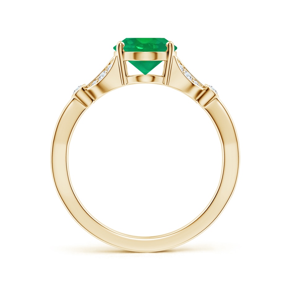 9x7mm AA Nature-Inspired Oval Emerald Engagement Ring with Leaf Motifs in Yellow Gold side 199