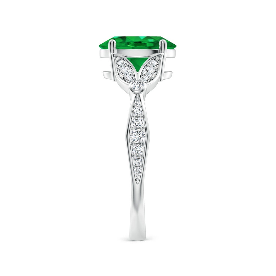 9x7mm AAA Nature-Inspired Oval Emerald Engagement Ring with Leaf Motifs in P950 Platinum side 299