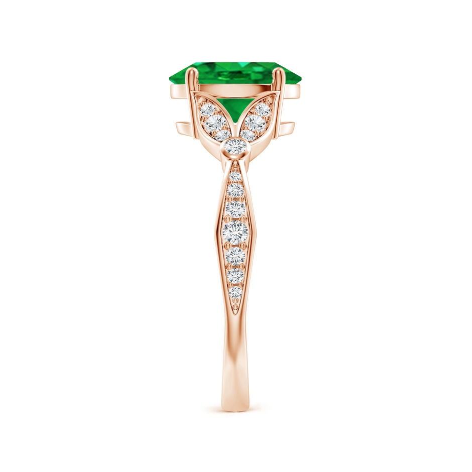 9x7mm AAA Nature-Inspired Oval Emerald Engagement Ring with Leaf Motifs in Rose Gold side 299