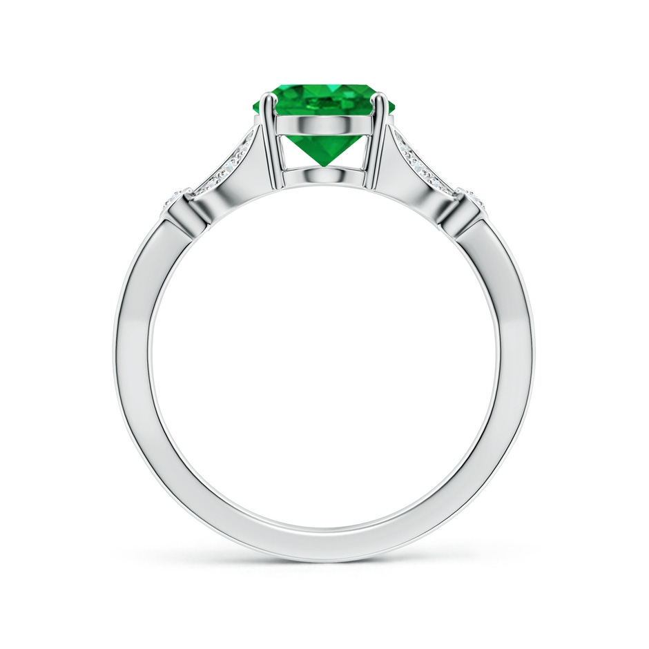 9x7mm AAA Nature-Inspired Oval Emerald Engagement Ring with Leaf Motifs in White Gold side 199