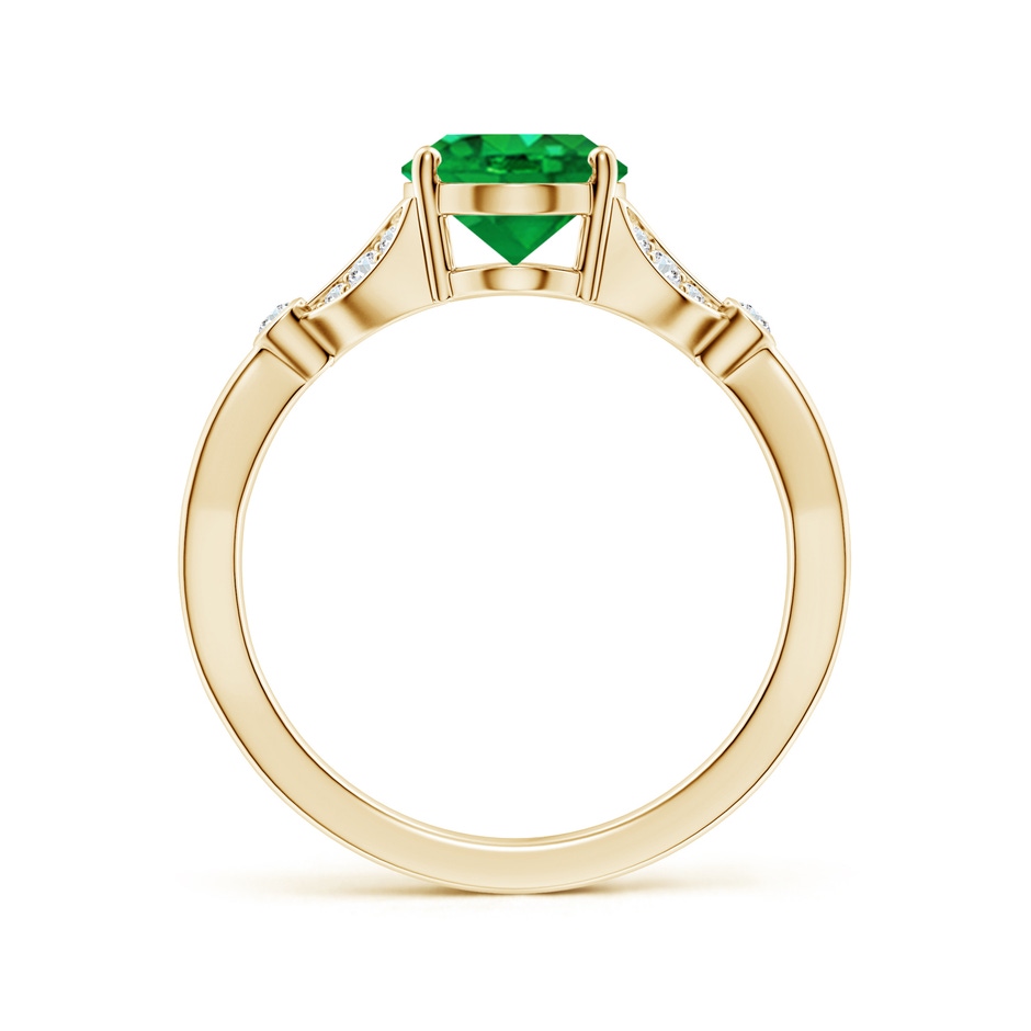 9x7mm AAA Nature-Inspired Oval Emerald Engagement Ring with Leaf Motifs in Yellow Gold side 199