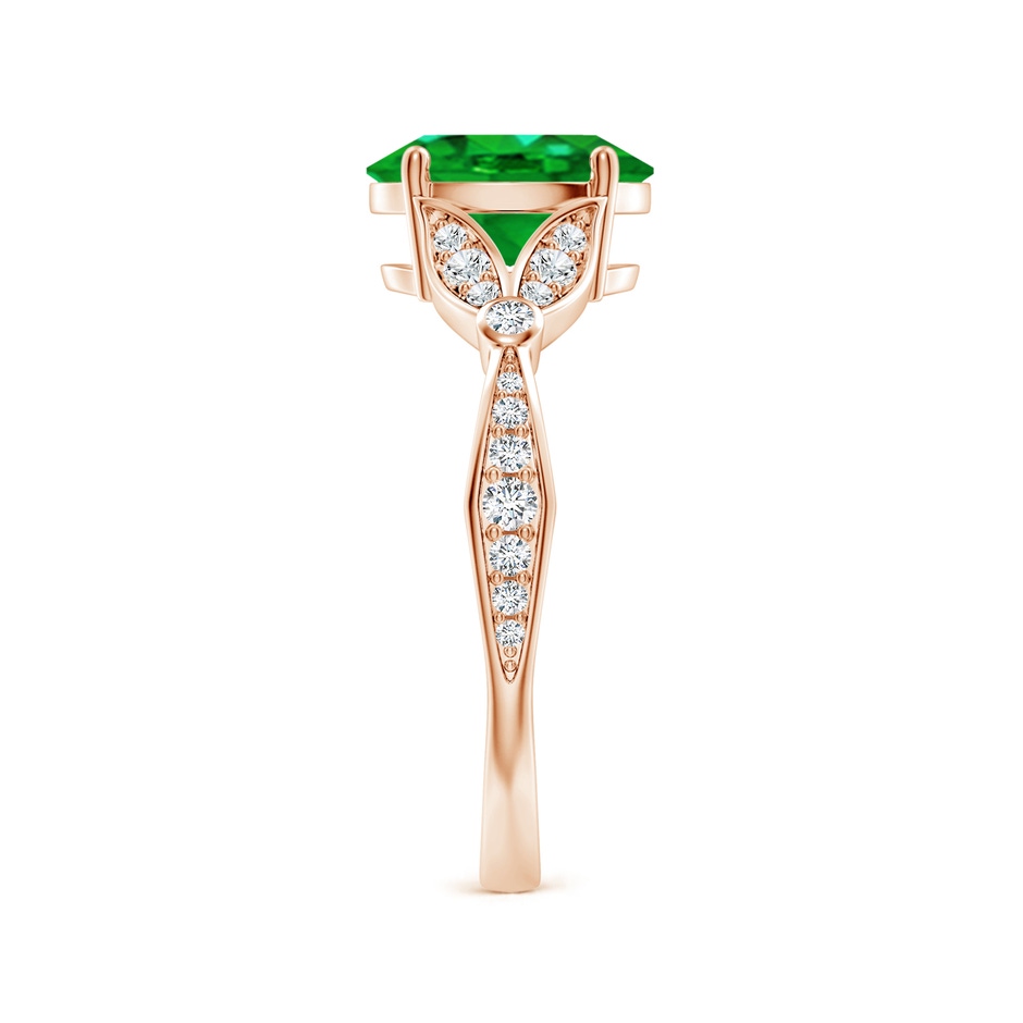 9x7mm AAAA Nature-Inspired Oval Emerald Engagement Ring with Leaf Motifs in 18K Rose Gold side 299