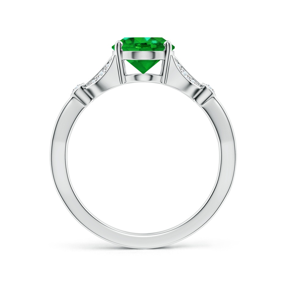 9x7mm AAAA Nature-Inspired Oval Emerald Engagement Ring with Leaf Motifs in P950 Platinum side 199