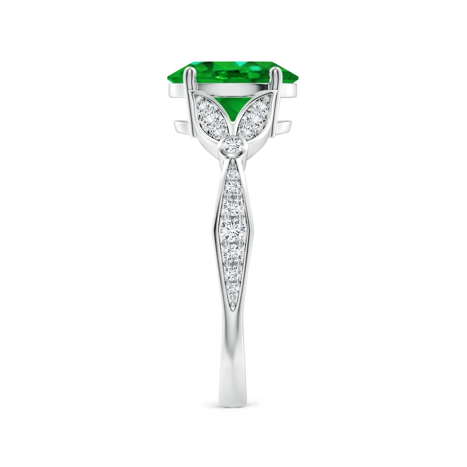 9x7mm AAAA Nature-Inspired Oval Emerald Engagement Ring with Leaf Motifs in P950 Platinum side 299