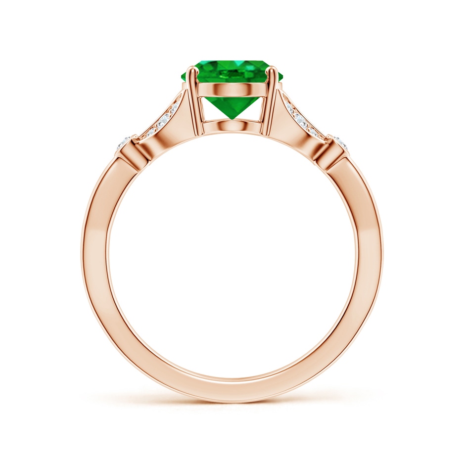 9x7mm AAAA Nature-Inspired Oval Emerald Engagement Ring with Leaf Motifs in Rose Gold side 199