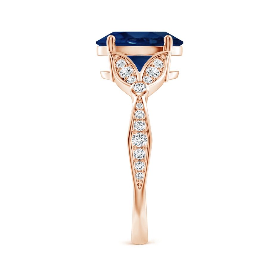 10x8mm AA Nature-Inspired Oval Blue Sapphire Engagement Ring with Leaf Motifs in 18K Rose Gold side 299
