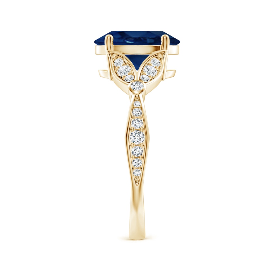 10x8mm AA Nature-Inspired Oval Blue Sapphire Engagement Ring with Leaf Motifs in Yellow Gold side 299