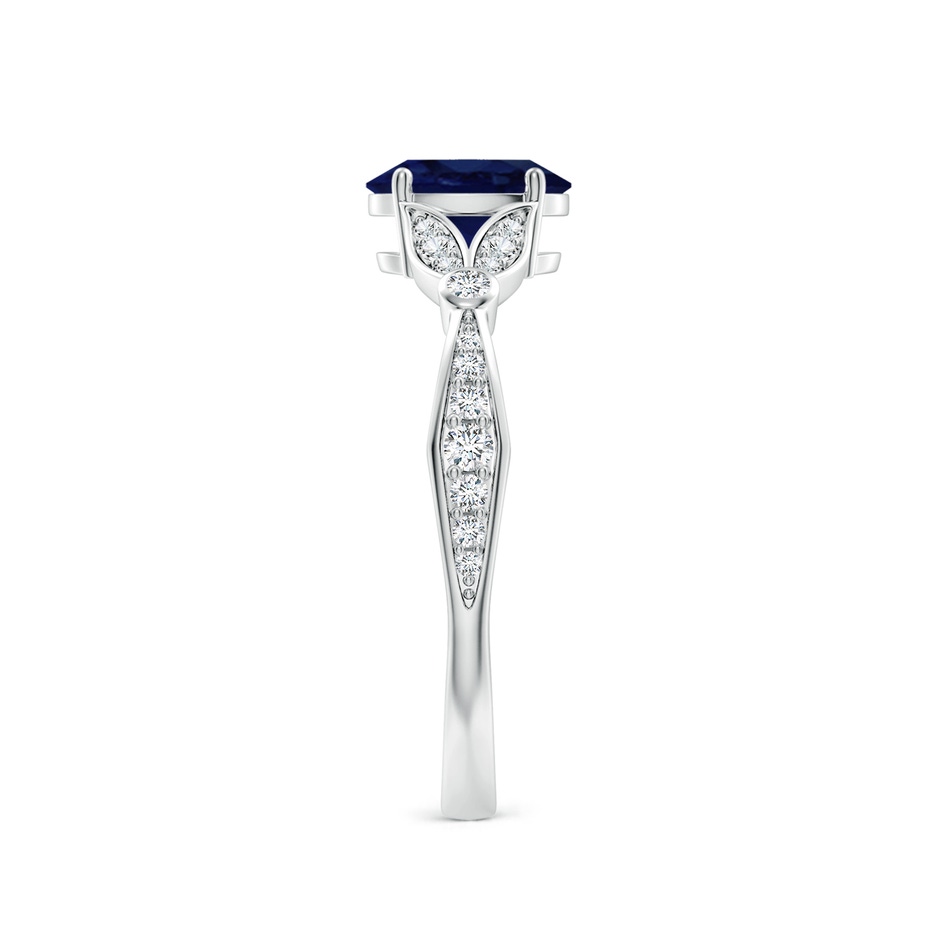 7x5mm A Nature-Inspired Oval Blue Sapphire Engagement Ring with Leaf Motifs in White Gold side 299