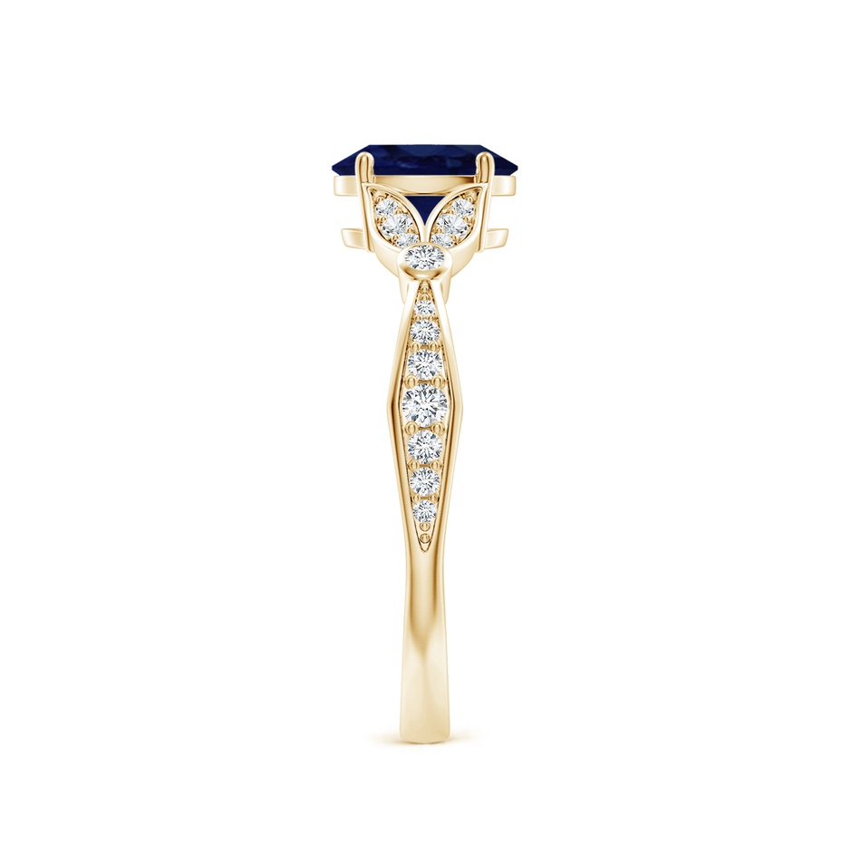 7x5mm A Nature-Inspired Oval Blue Sapphire Engagement Ring with Leaf Motifs in Yellow Gold side 299