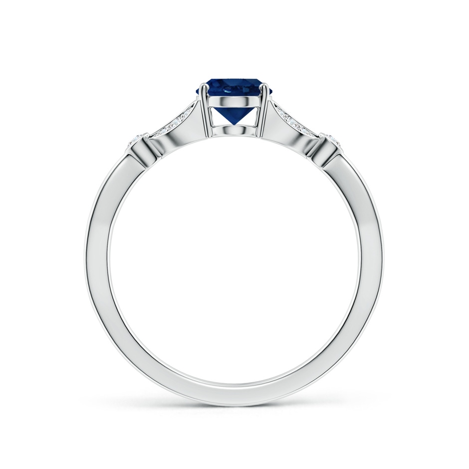 7x5mm AA Nature-Inspired Oval Blue Sapphire Engagement Ring with Leaf Motifs in White Gold side 199