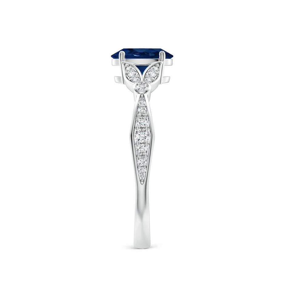7x5mm AA Nature-Inspired Oval Blue Sapphire Engagement Ring with Leaf Motifs in White Gold side 299