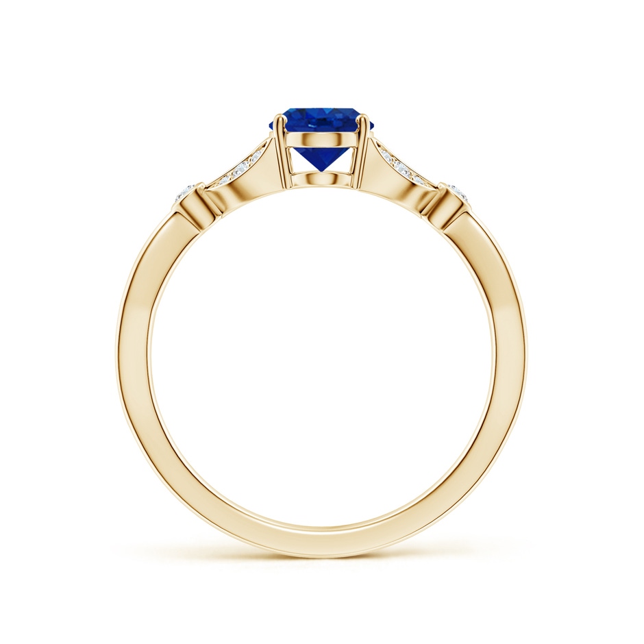 7x5mm AAA Nature-Inspired Oval Blue Sapphire Engagement Ring with Leaf Motifs in 18K Yellow Gold side 199