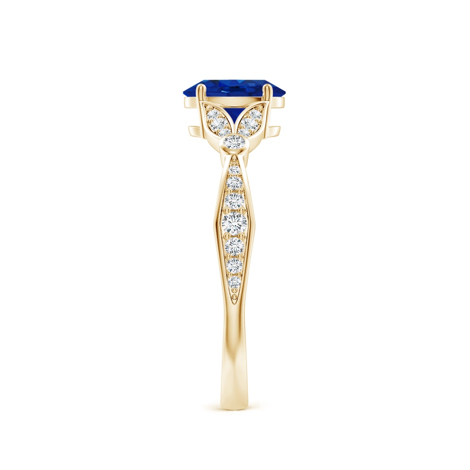 7x5mm AAA Nature-Inspired Oval Blue Sapphire Engagement Ring with Leaf Motifs in 18K Yellow Gold side 299