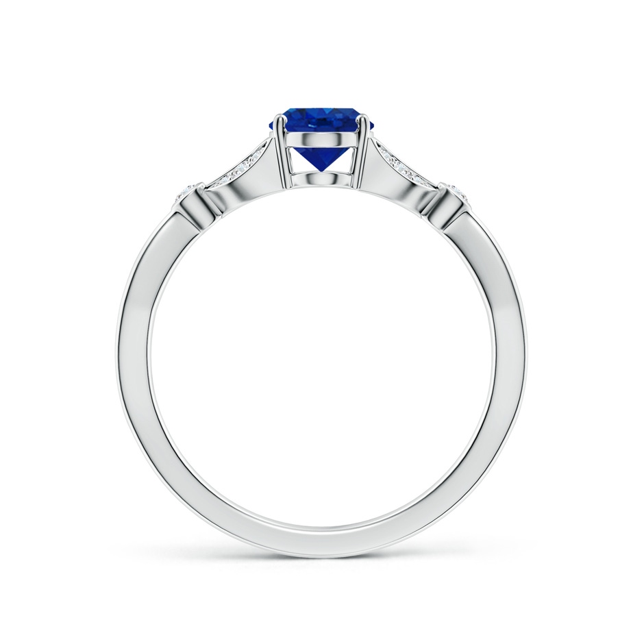 7x5mm AAA Nature-Inspired Oval Blue Sapphire Engagement Ring with Leaf Motifs in White Gold side 199